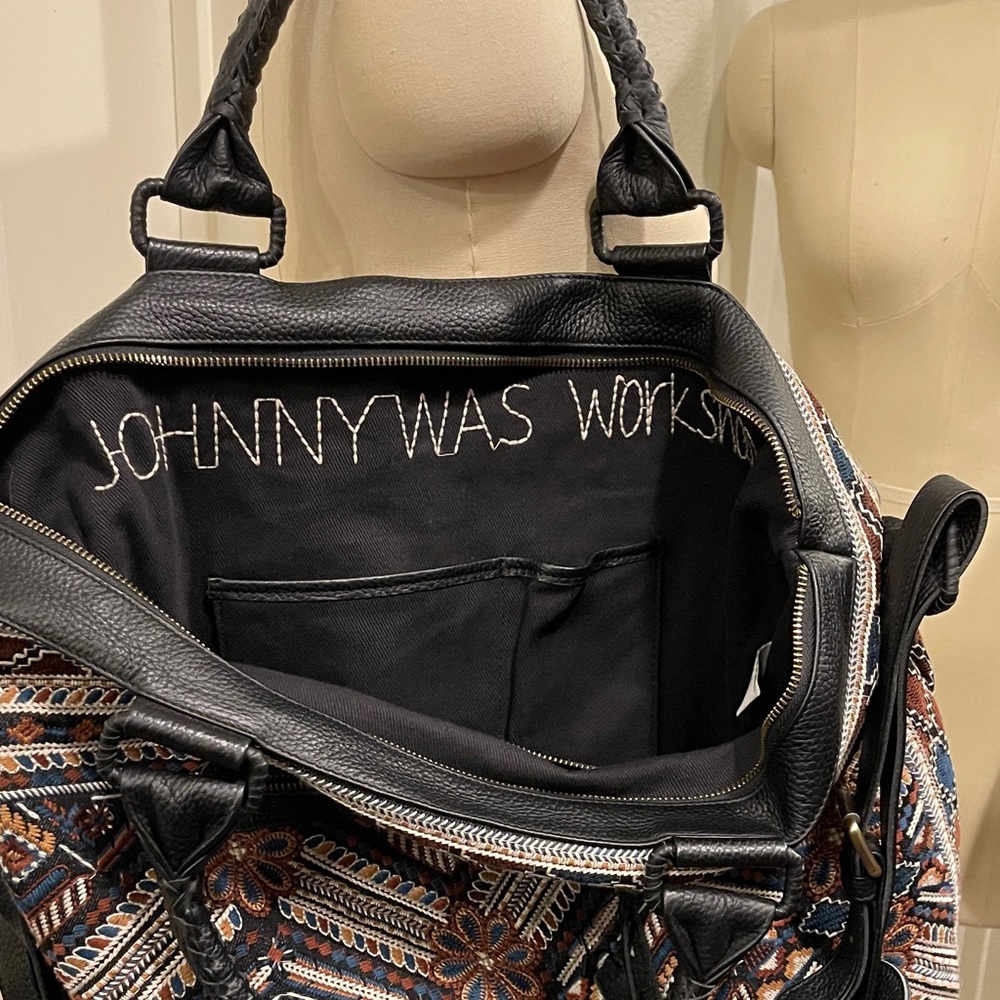 Johnny Was Black and Brown Embroidered weekend Bag - Picture 10 of 11
